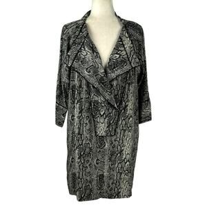 Bcbgmaxazria 100% Silk Lapelled Collar Shirt Dress Snakeskin Pattern Small